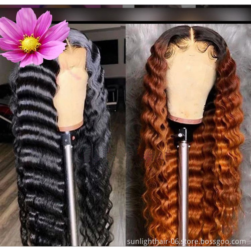 Sunlight mink brazilian  vendor jewish wig Indian temple hair processed virgin human hair deep wave 13x6 lace front wig